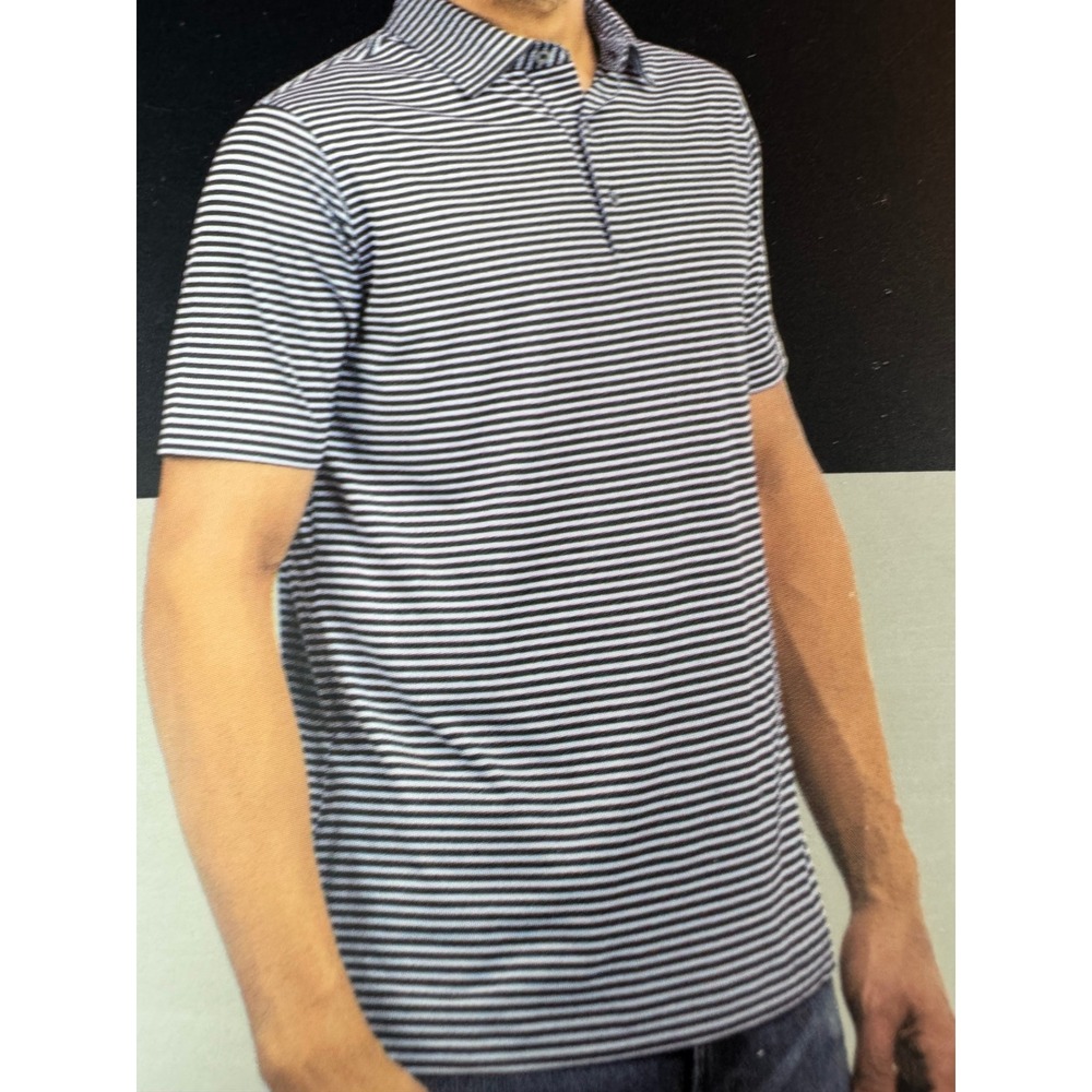 Scott Barber Mens XXL Performance Polo Blue Stripe Golf Casual Shirt NWT